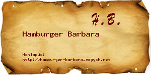 Hamburger Barbara névjegykártya